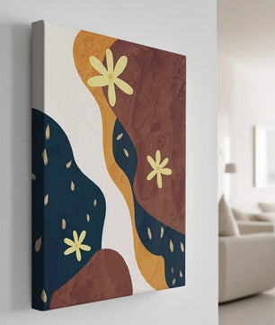 Abstract Floral Composition with Bold Colors and Textures