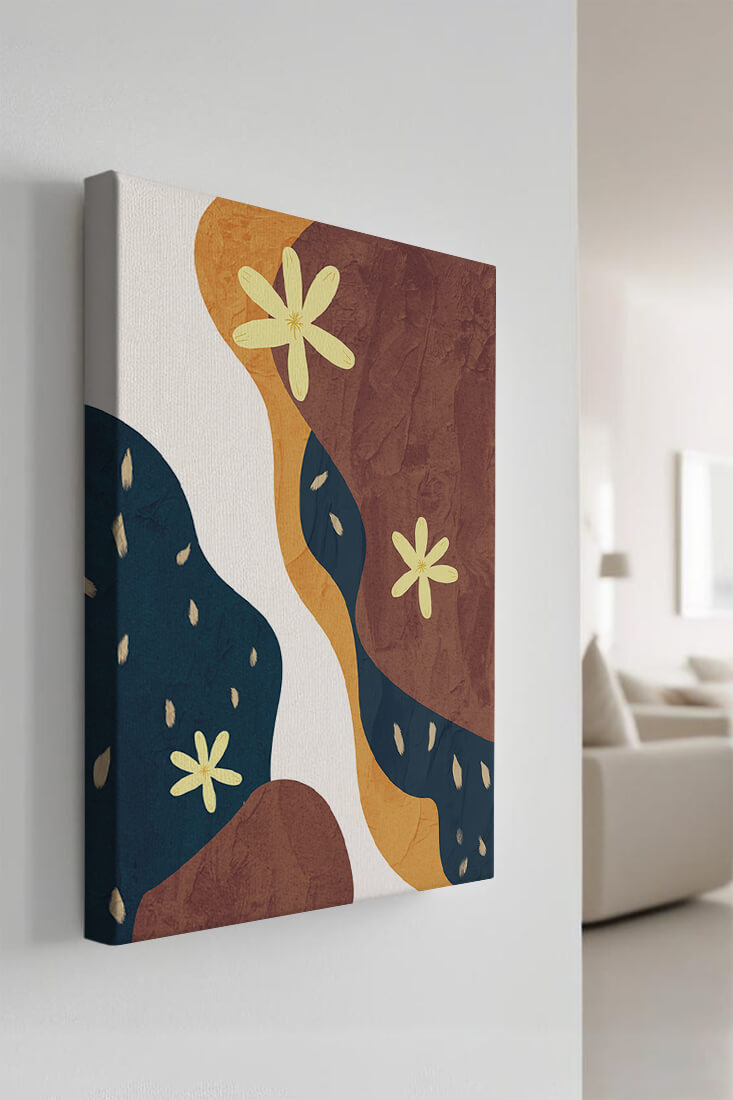 Abstract Floral Composition with Bold Colors and Textures