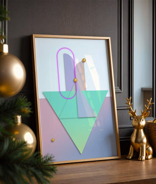 Composition géométrique abstraite avec des couleurs pastel et des éléments dorés