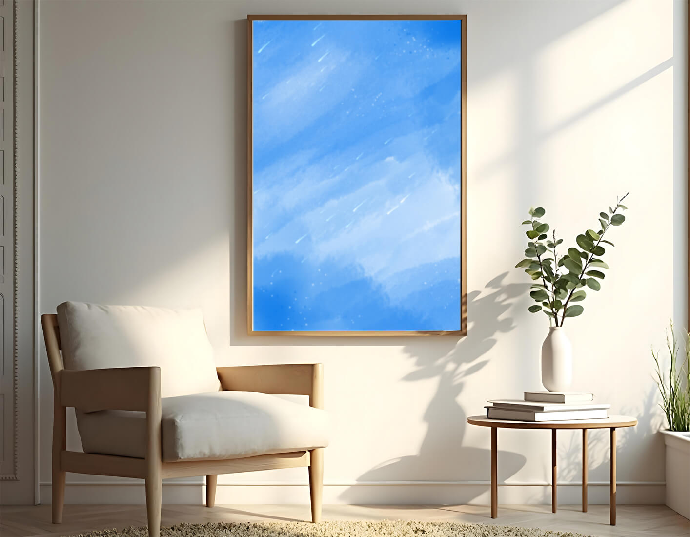 Fondo de acuarela azul tranquilo con rayas y puntos claros
