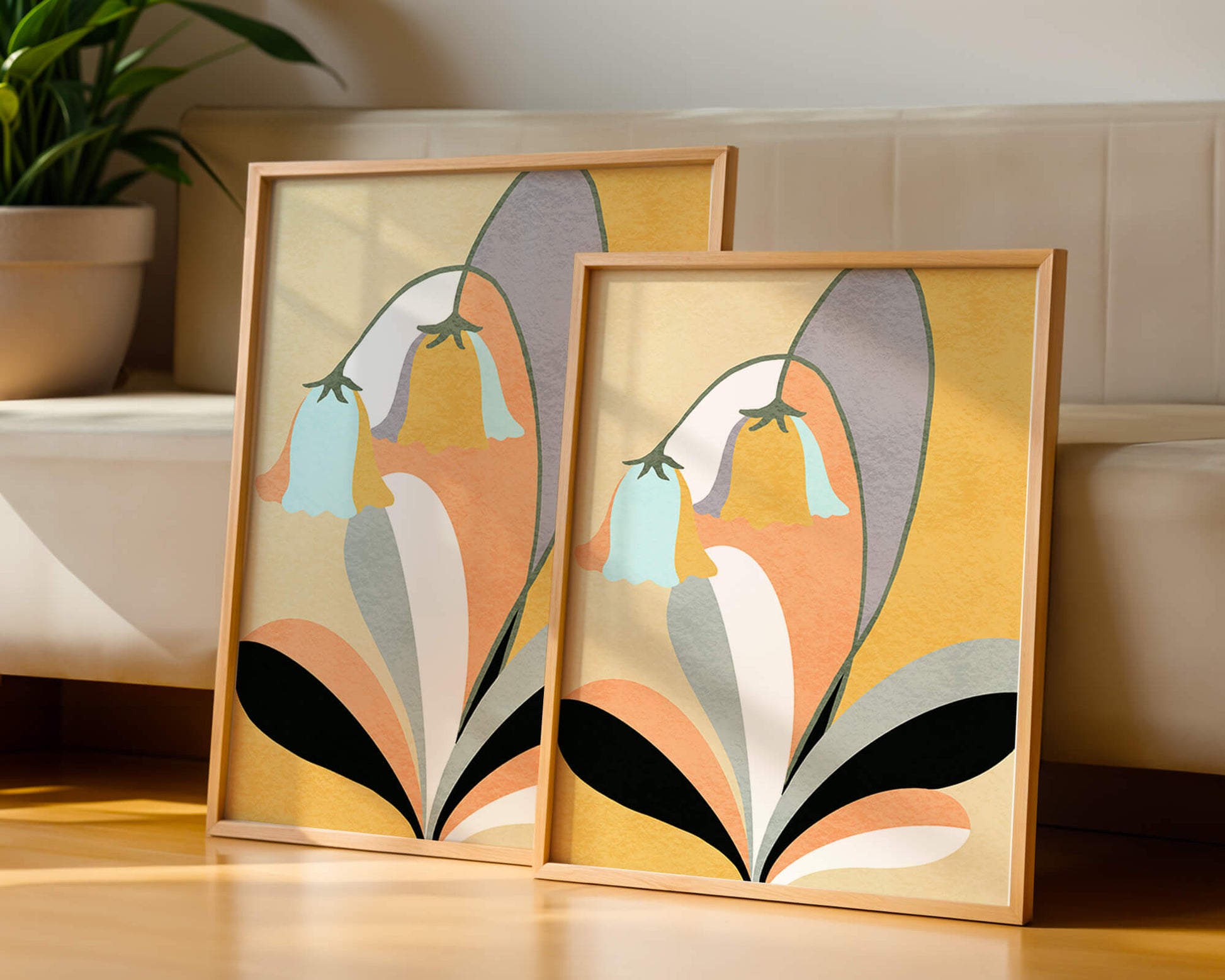 Abstract floral pattern with pastel colors and modern design