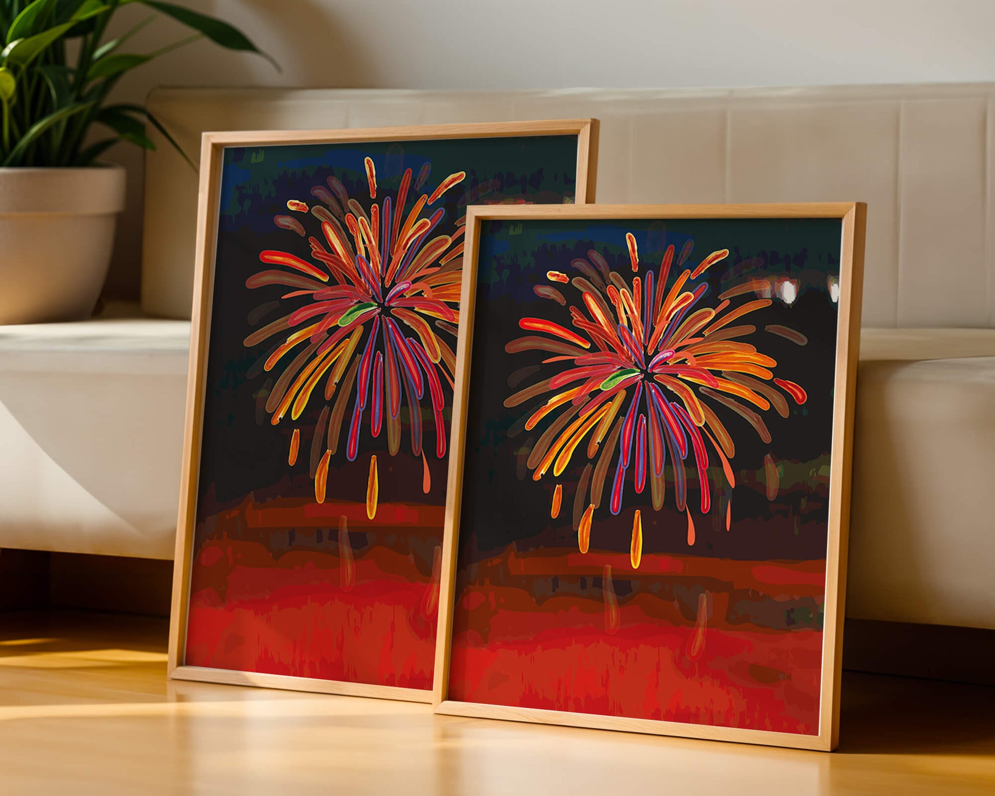Feu d'artifice vibrant avec des éclats colorés