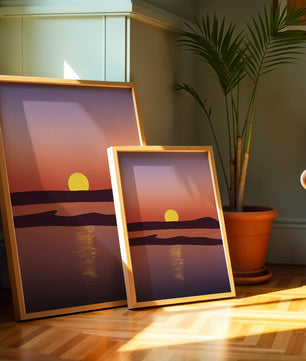 Sunset Over Tranquil Water with Vibrant Sky
