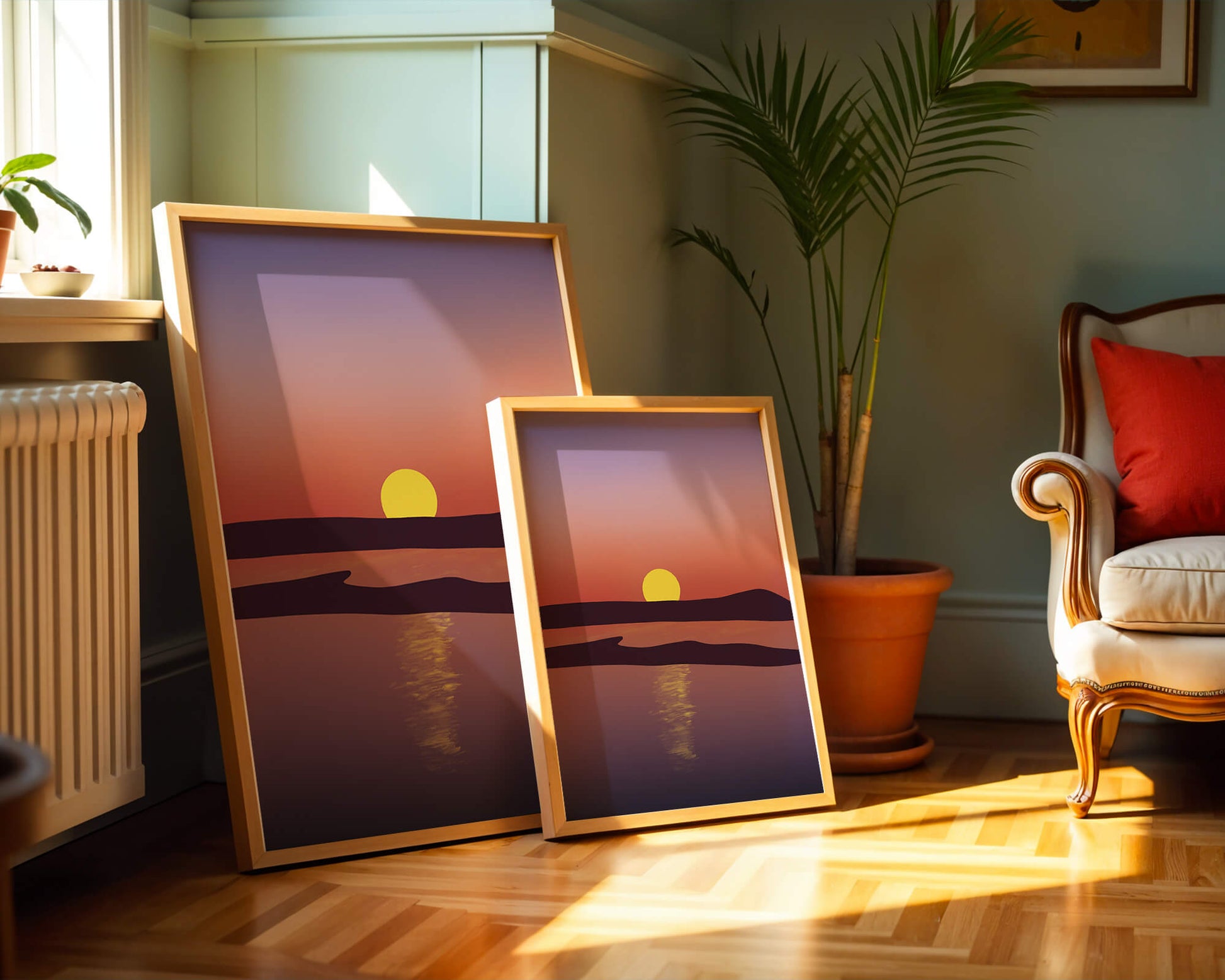 Sunset Over Tranquil Water with Vibrant Sky