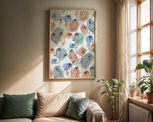 Abstract Face Line Art with Pastel Colors - Mi tienda