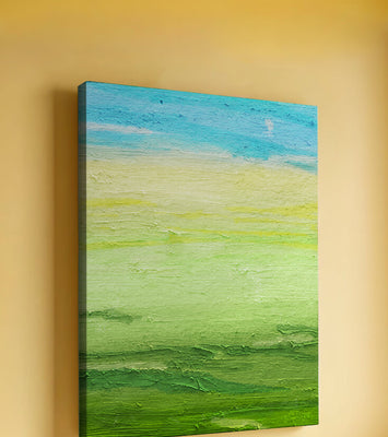 Abstract Landscape with Blue Sky and Green Fields