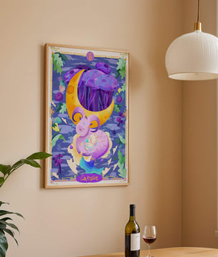 Colorful Capricorn zodiac illustration with fantasy elements