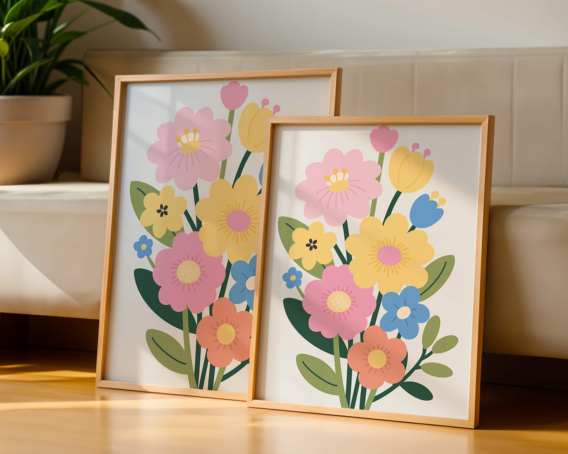 Ramo ilustrado de flores coloridas