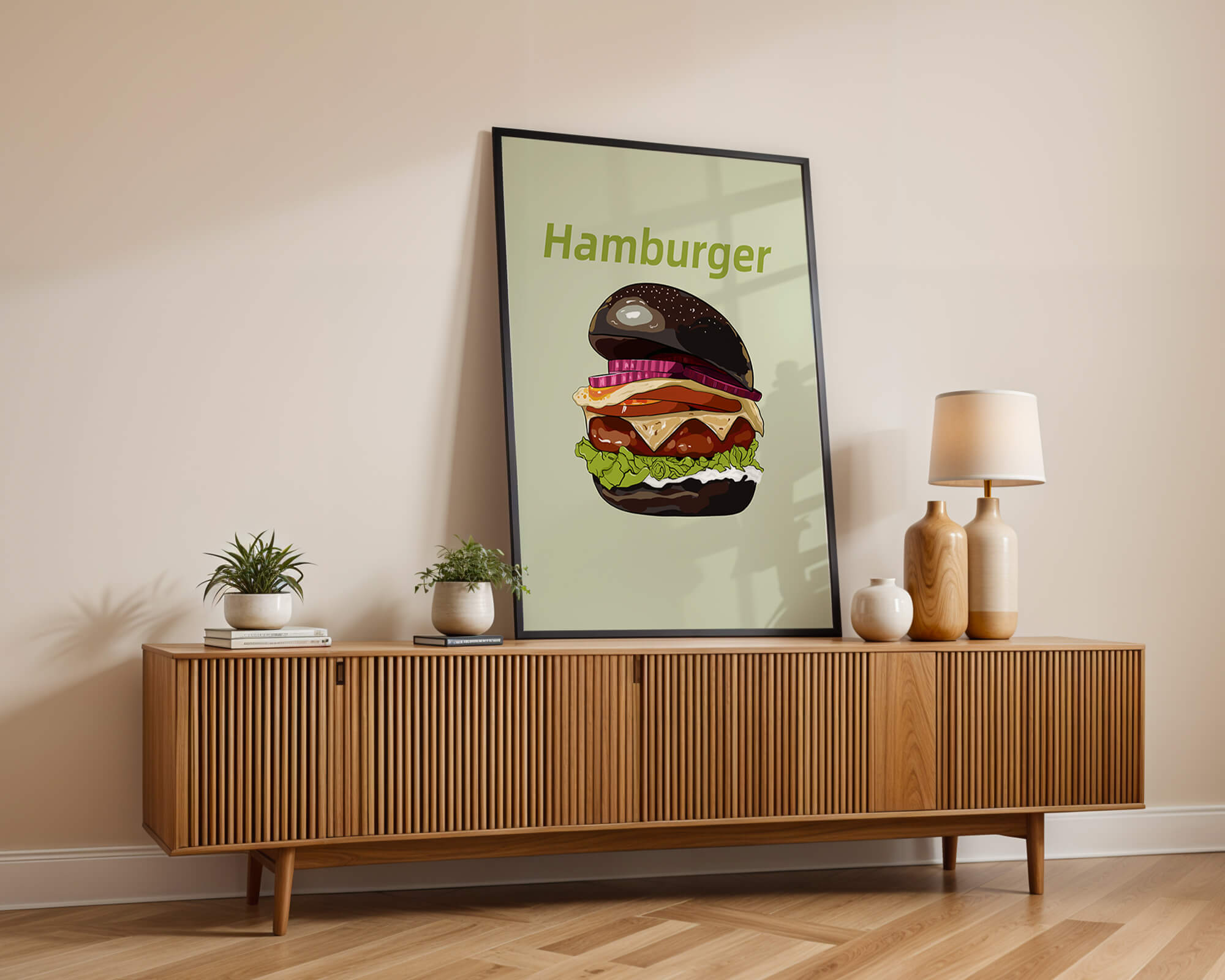 Delicious hamburger illustration with vibrant ingredients
