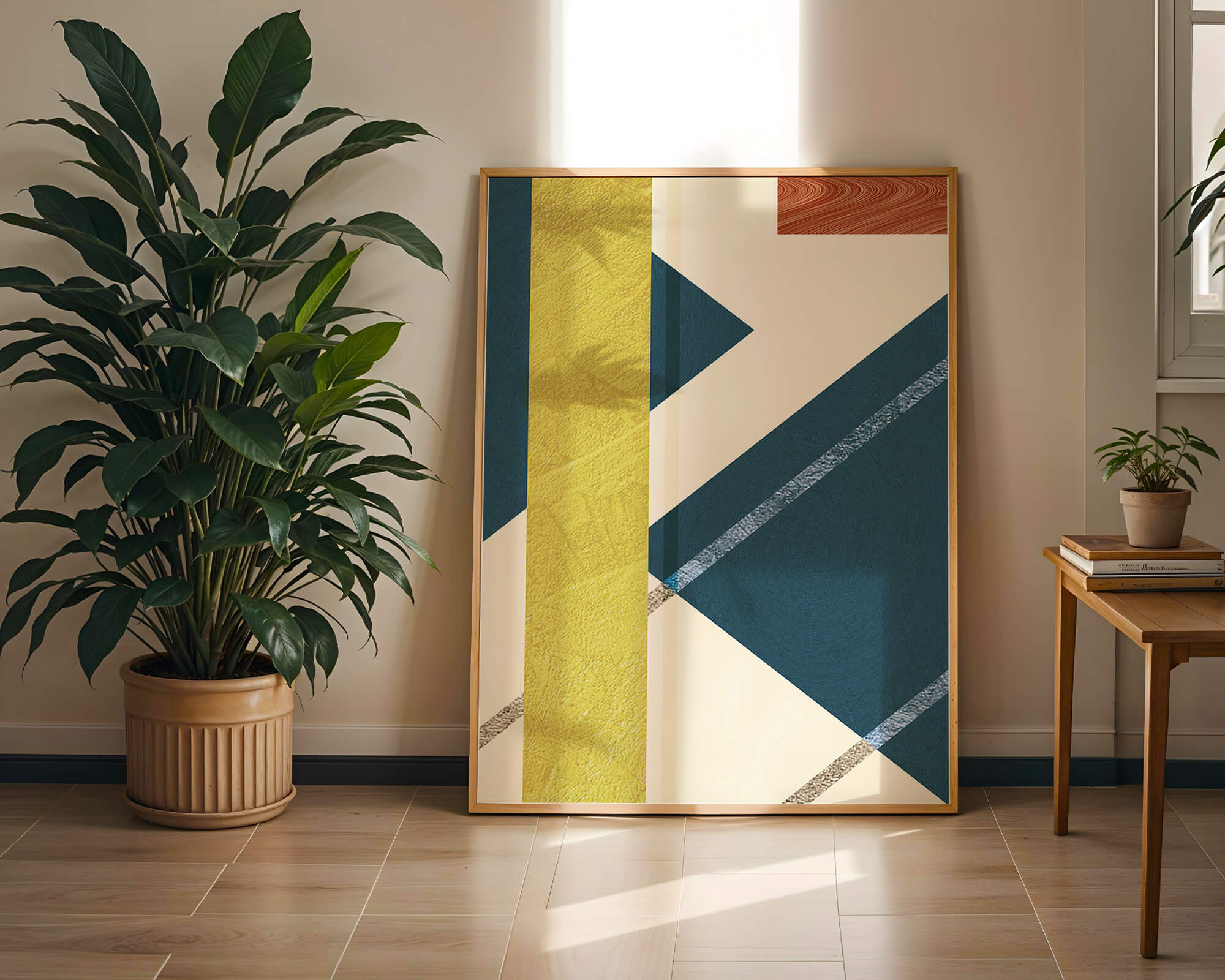 Contemporary abstract geometric art with vibrant colors