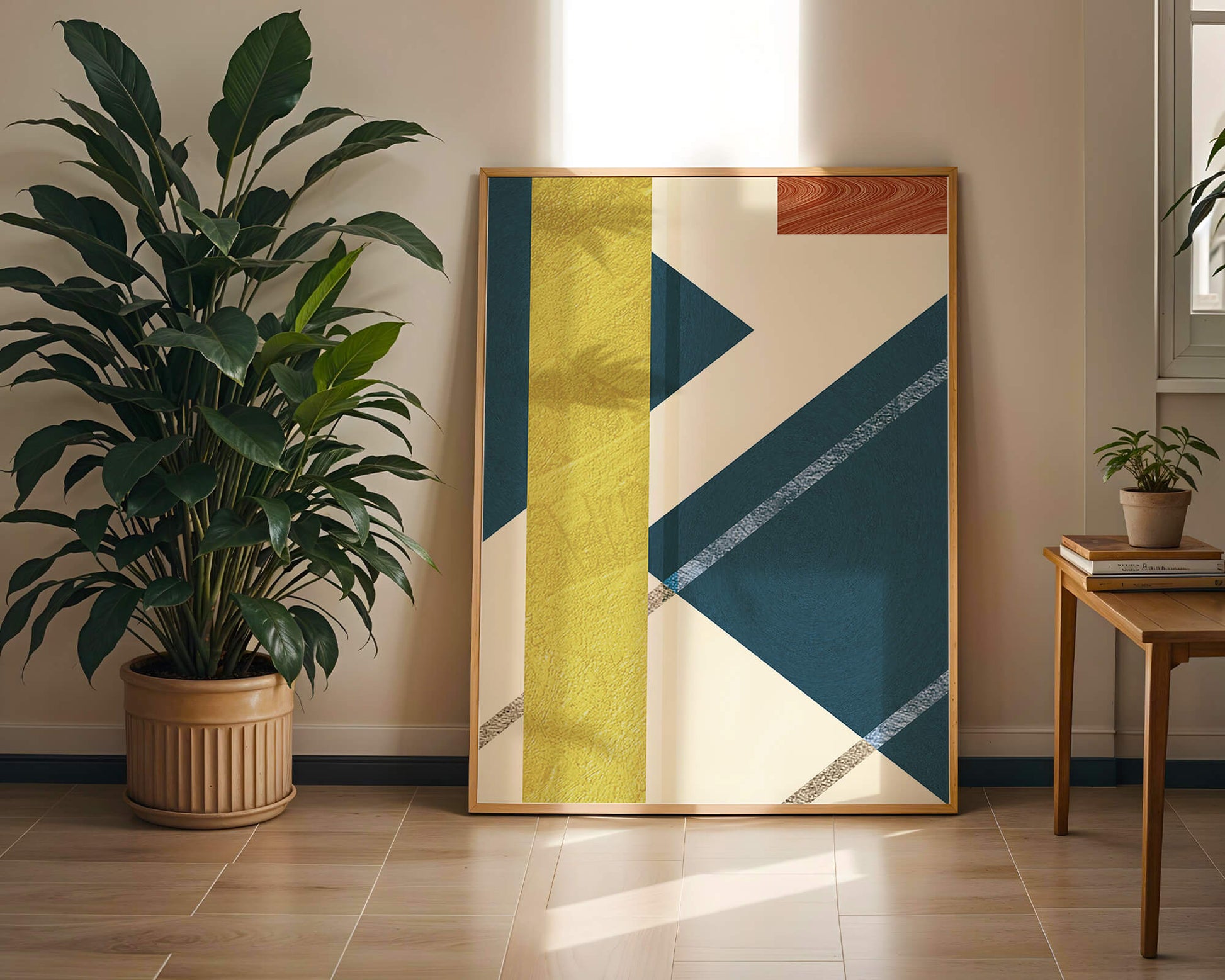 Contemporary abstract geometric art with vibrant colors