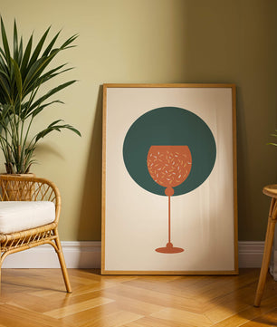 Wine Glass with Decorative Elements on Modern Minimalist Background - Mi tienda