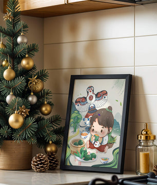 Charmante illustration d’un enfant savourant un plat traditionnel