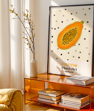 Abstract Papaya Art With Polka Dot Background - Mi tienda