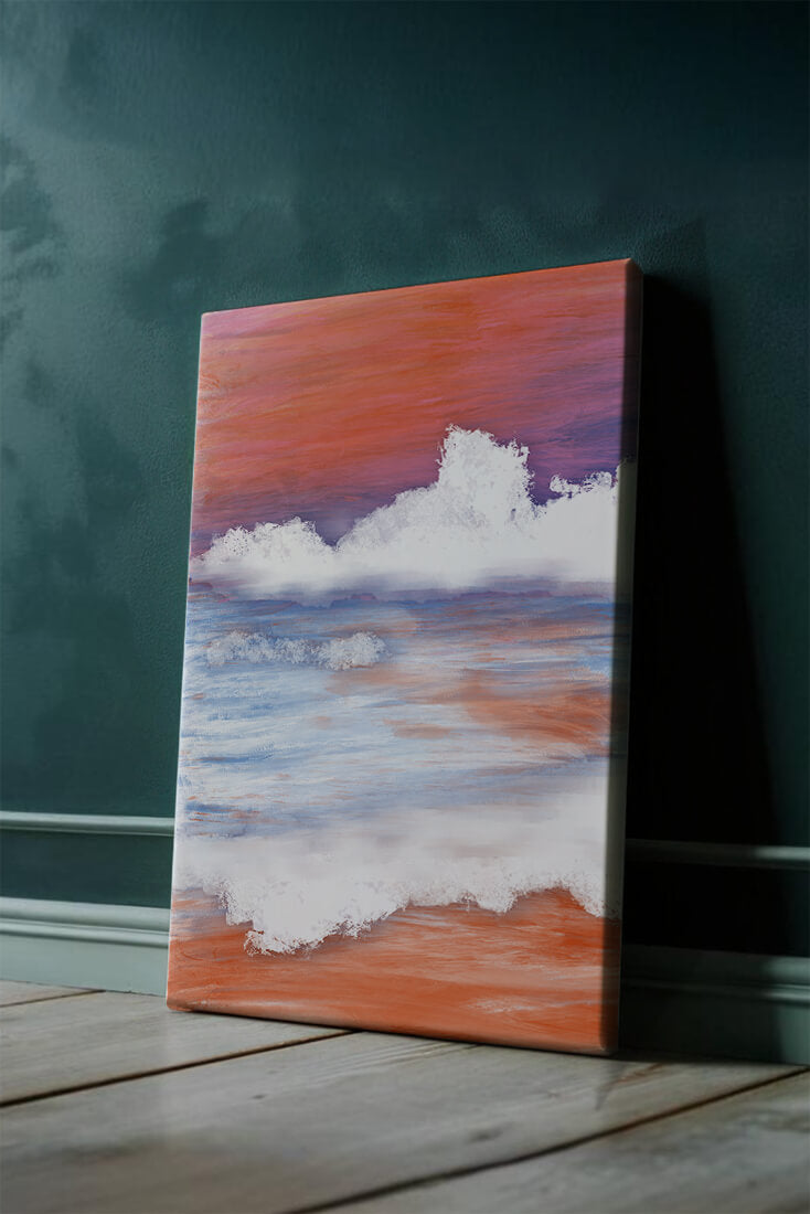 Calming Ocean Waves with Serene Sunset Sky