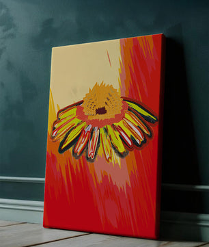 Abstract vibrant flower illustration with bold colors and dynamic strokes