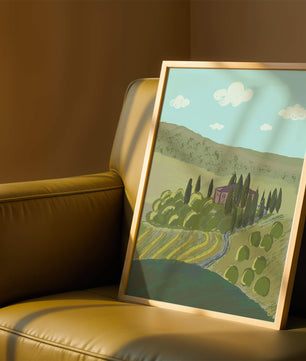 Paysage charmant de campagne toscane avec collines ondulées et cyprès