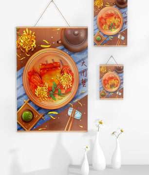 Crab Dish with Chrysanthemum Flowers and Tea Setting - Mi tienda