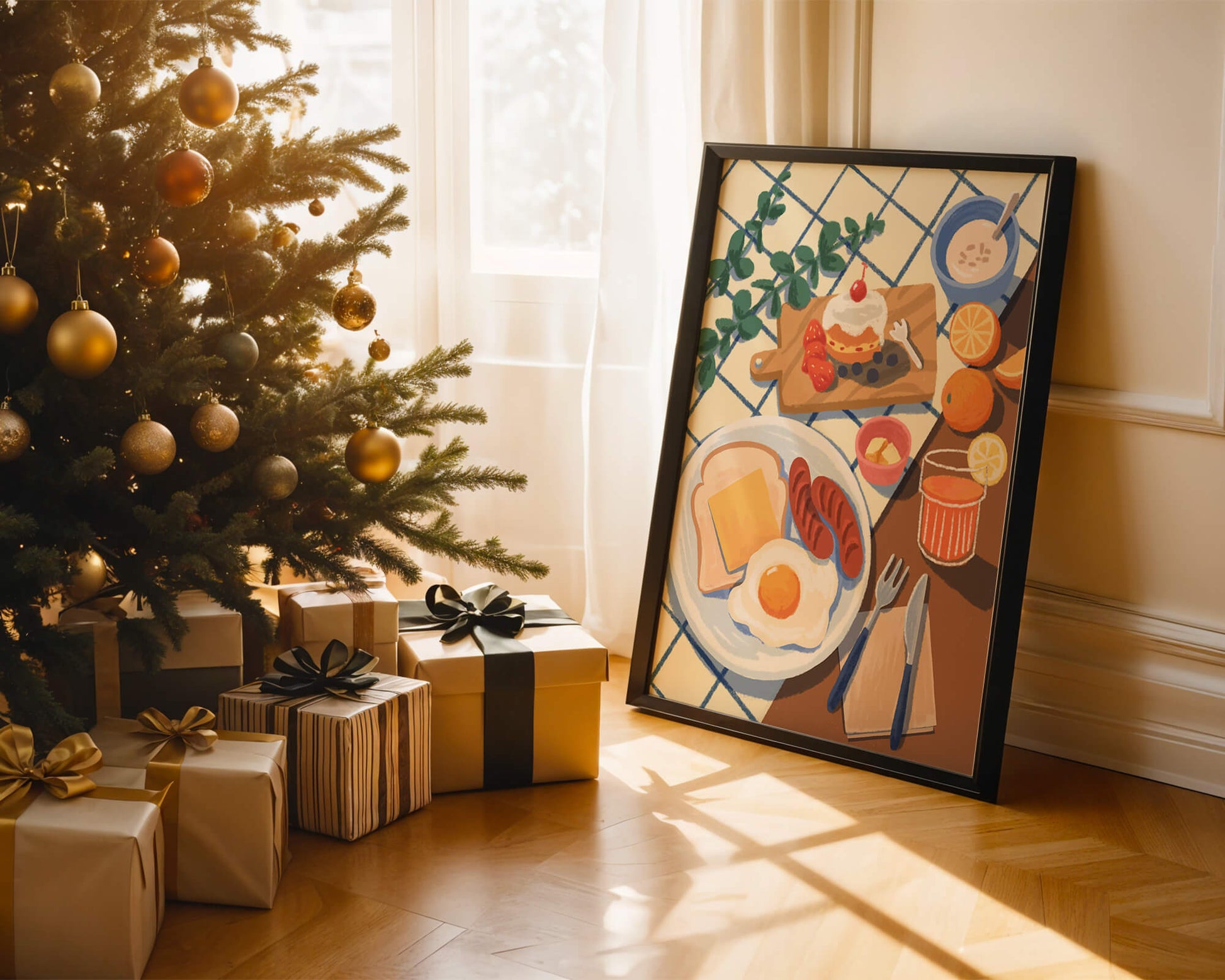 Desayuno encantador con jugo de naranja fresco y pasteles