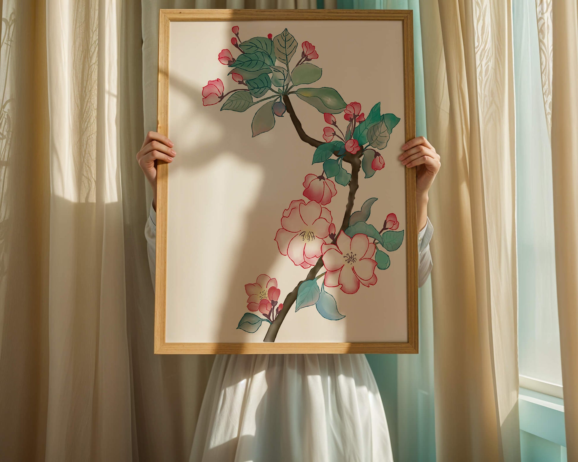 Elegant floral watercolor illustration with cherry blossom