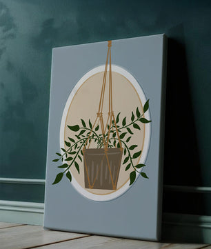 Maceta colgante en ilustración de estilo minimalista