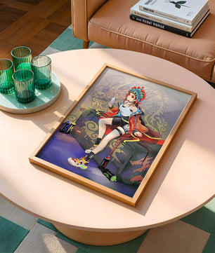 Anime art of a girl in traditional attire with urban elements