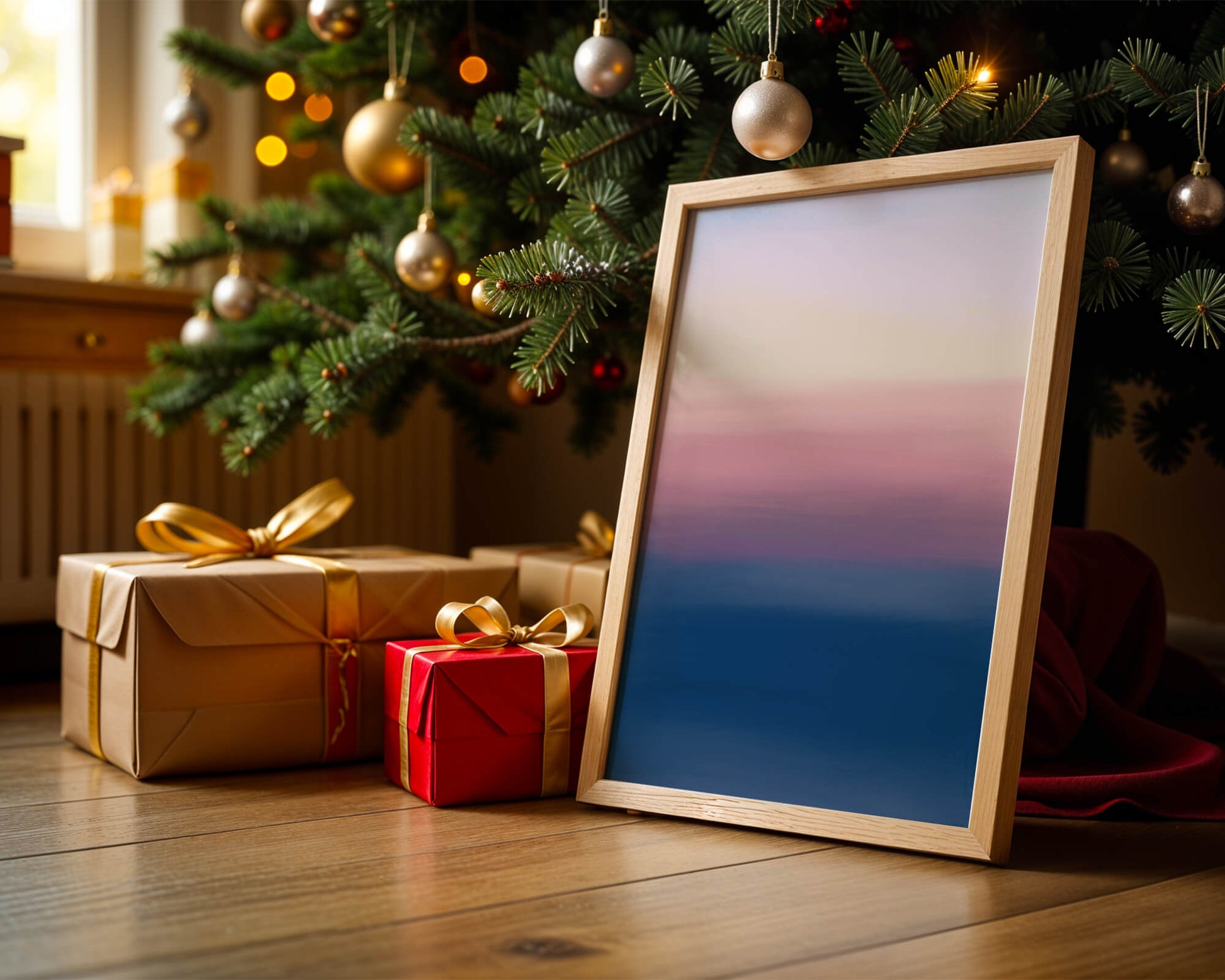 Atardecer abstracto y tranquilo sobre el océano con cielo degradado