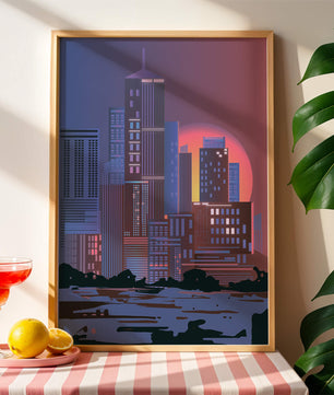 Modern Cityscape at Sunset with Skyscrapers and Vibrant Sky - Mi tienda