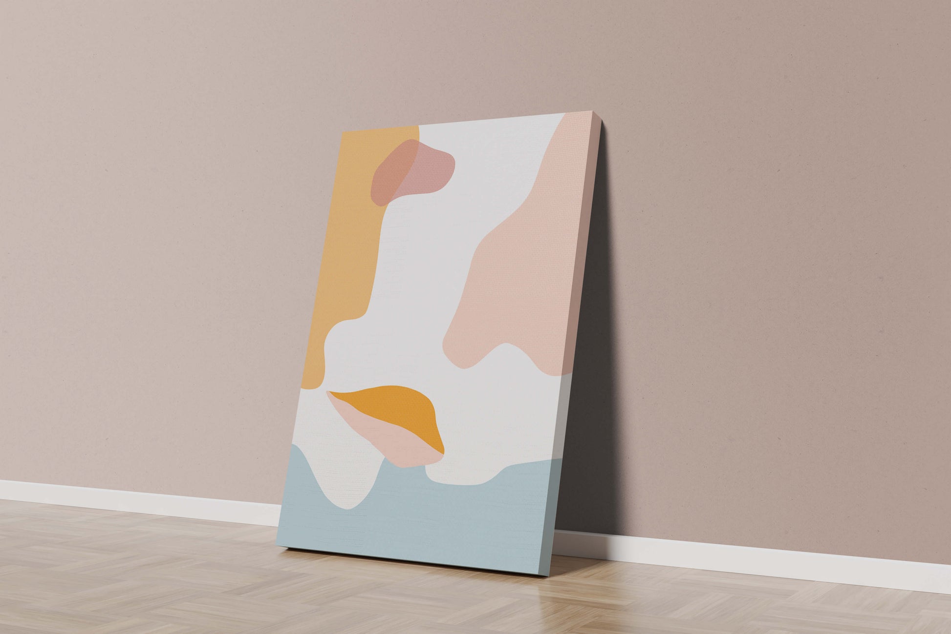 Abstract art with pastel color shapes on white background