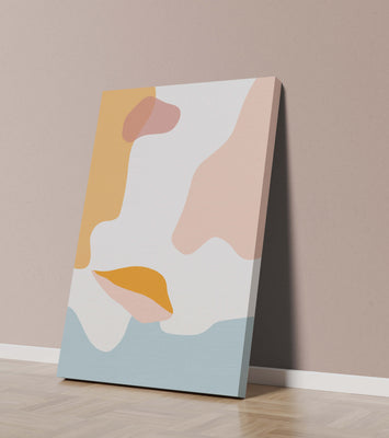 Abstract art with pastel color shapes on white background