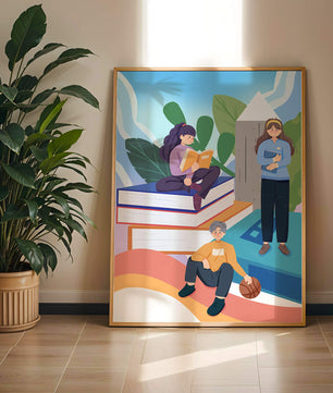 Illustration éducative d’enfants s’adonnant à la lecture de livres