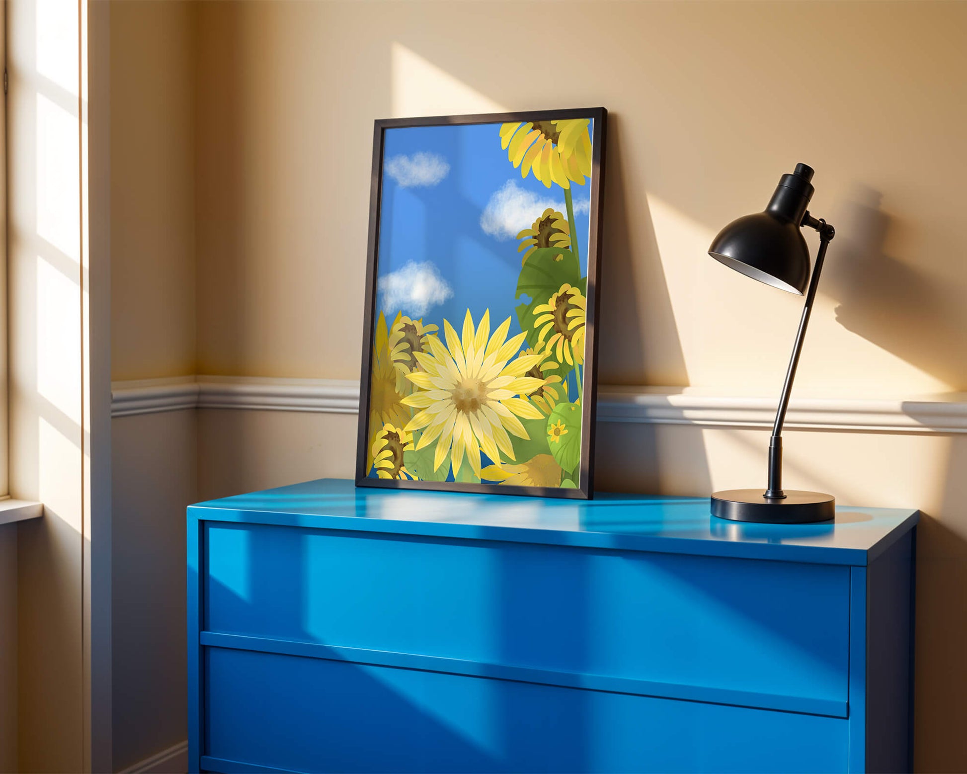 Sunny Sunflowers Against a Bright Blue Sky