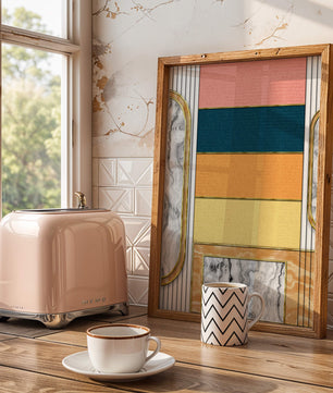 Abstract Geometric Art with Gold and Marble Accents