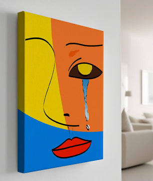 Colorido arte de rostro abstracto con lágrima en estilo moderno