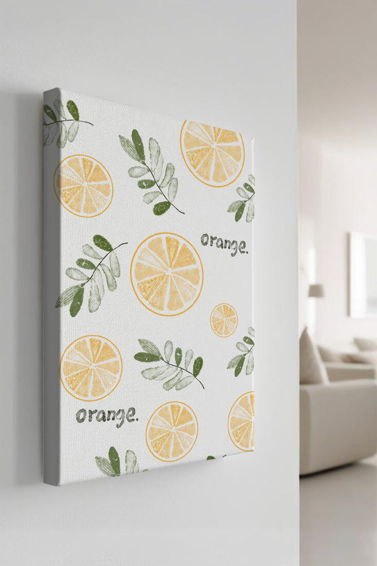Motif avec des tranches d’orange et des feuilles vertes