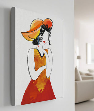 Elegante Frau in einem lebendigen Hut und Kleid Illustration