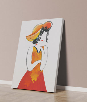 Elegante Frau in einem lebendigen Hut und Kleid Illustration