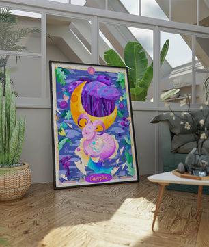 Colorful Capricorn zodiac illustration with fantasy elements