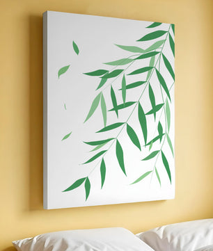 Illustration artistique de feuilles vertes élégantes sur fond noir