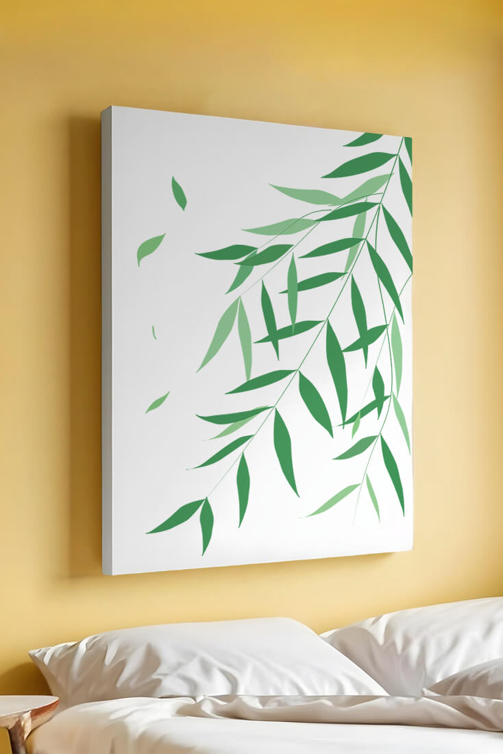 Elegant green leaves on black background art illustration