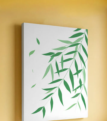 Elegant green leaves on black background art illustration