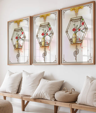Design floral élégant avec vase et accents dorés