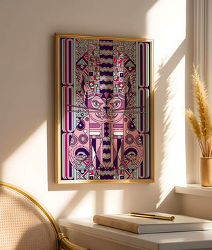 Gato Art Deco geométrico con patrones intrincados