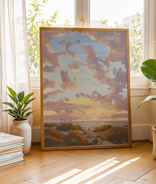 Paisaje sereno con cielo matutino y campos abiertos