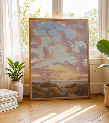 Serene landscape with morning sky and open fields
