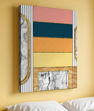 Abstract Geometric Art with Gold and Marble Accents