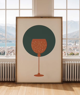 Wine Glass with Decorative Elements on Modern Minimalist Background - Mi tienda