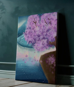 A Beautiful Cherry Blossom Tree in a Dreamlike Landscape