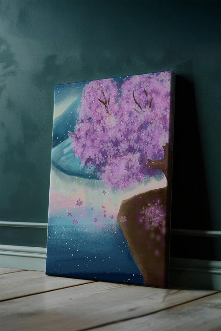 A Beautiful Cherry Blossom Tree in a Dreamlike Landscape