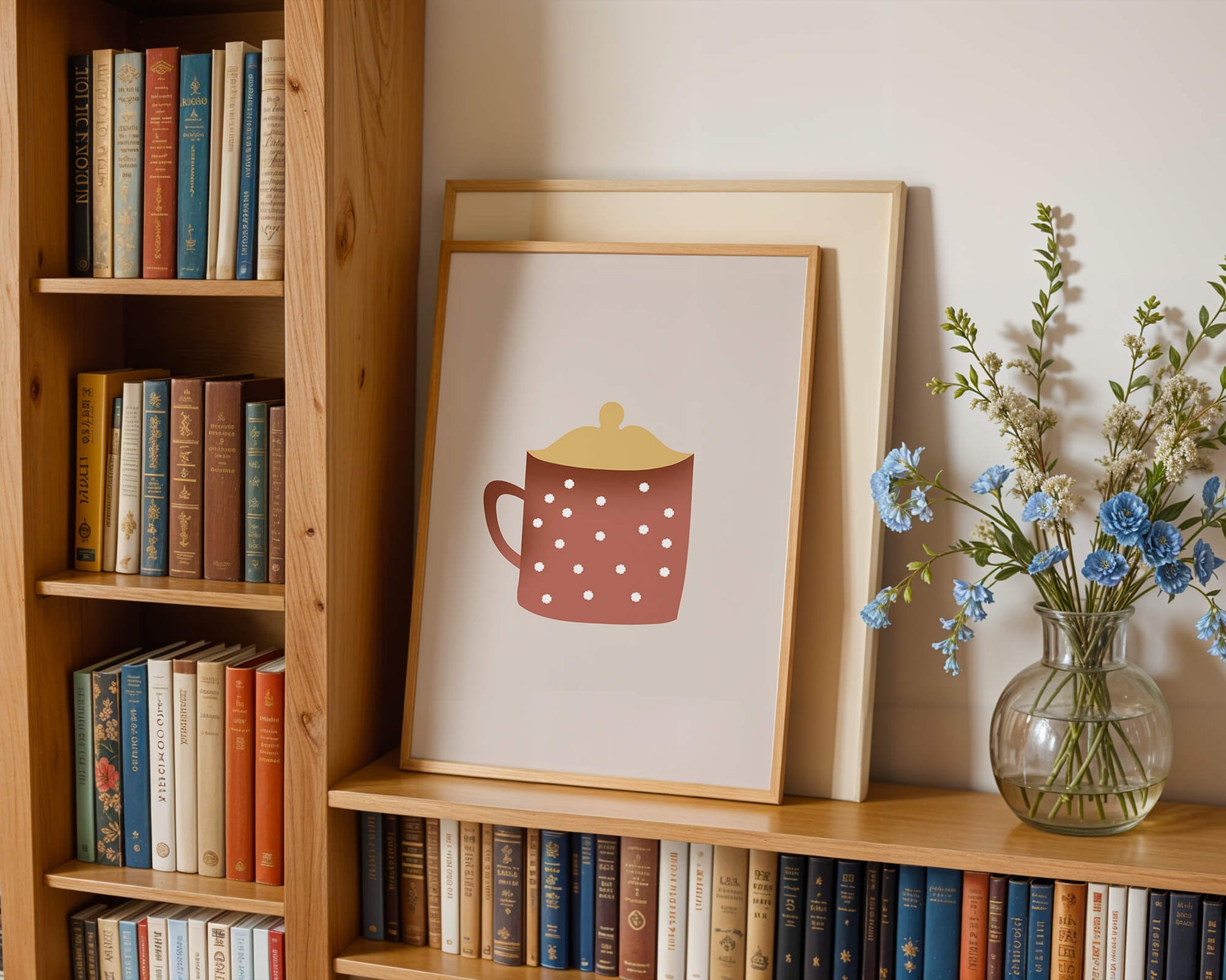 Decorative polka dot mug with yellow lid illustration